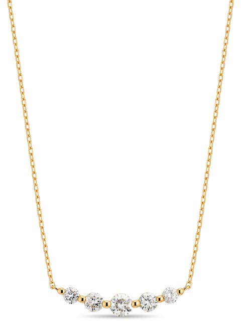 Round Graduated Lab Grown Diamond Chain Necklace in 14K Gold, Adj 16/17/18 inch