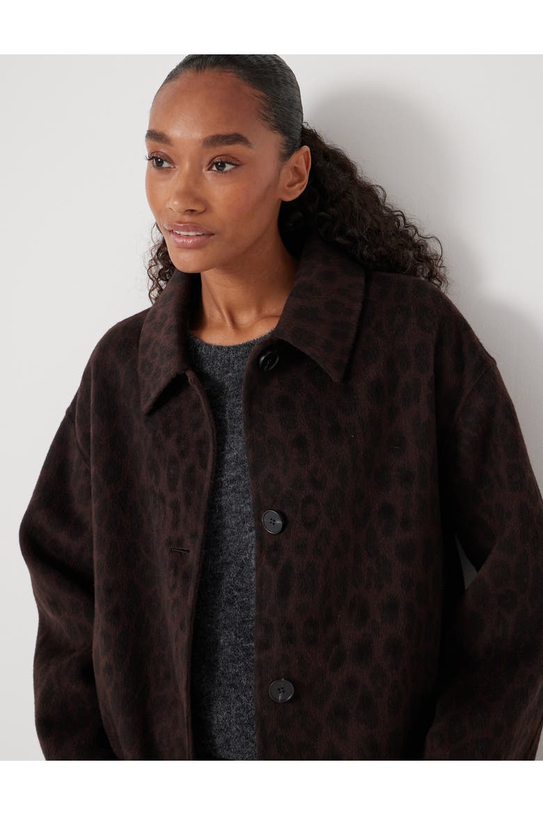 Edie Pure Wool Leopard Double Faced Coat, Alternate, color, Brown Leopard