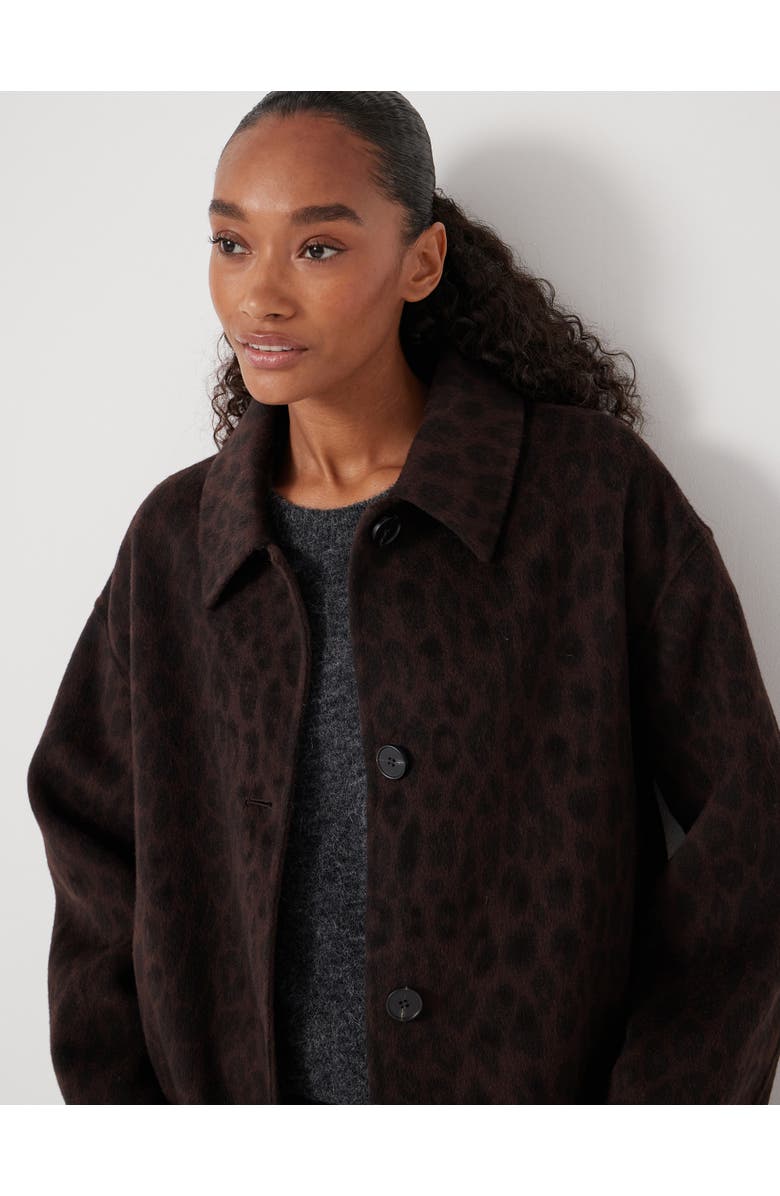 Hush Edie Pure Wool Leopard Double Faced Coat, Alternate, color, Brown Leopard