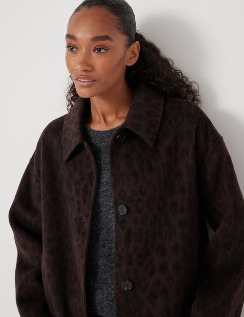 Hush Edie Pure Wool Leopard Double Faced Coat In Brown