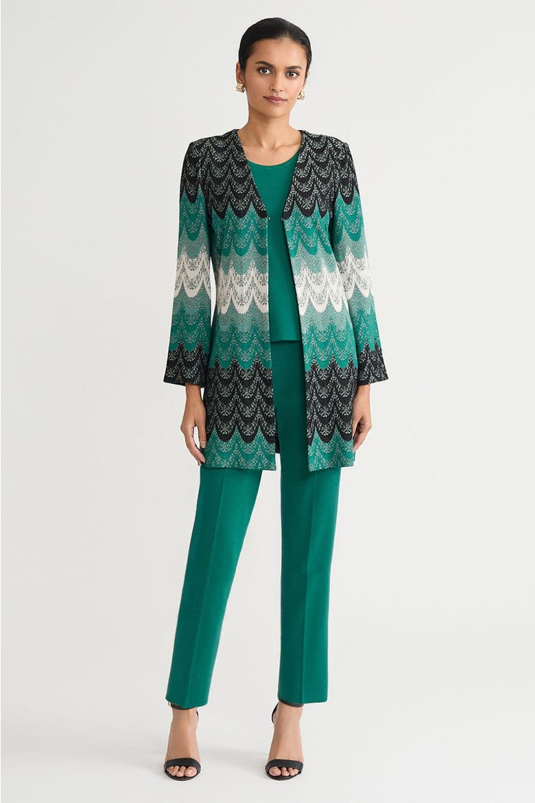 Heritage Scalloped Jacquard Soft Knit Jacket, Alternate, color, Everest/Twig/Black/Ivory