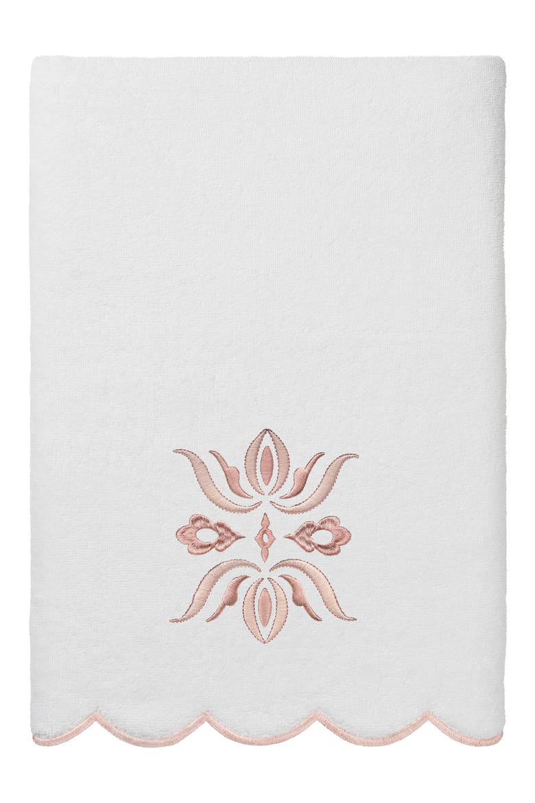 Flower Crest Scallop 6-Piece Bath Towel Set, Alternate, color, WHITE/ PINK