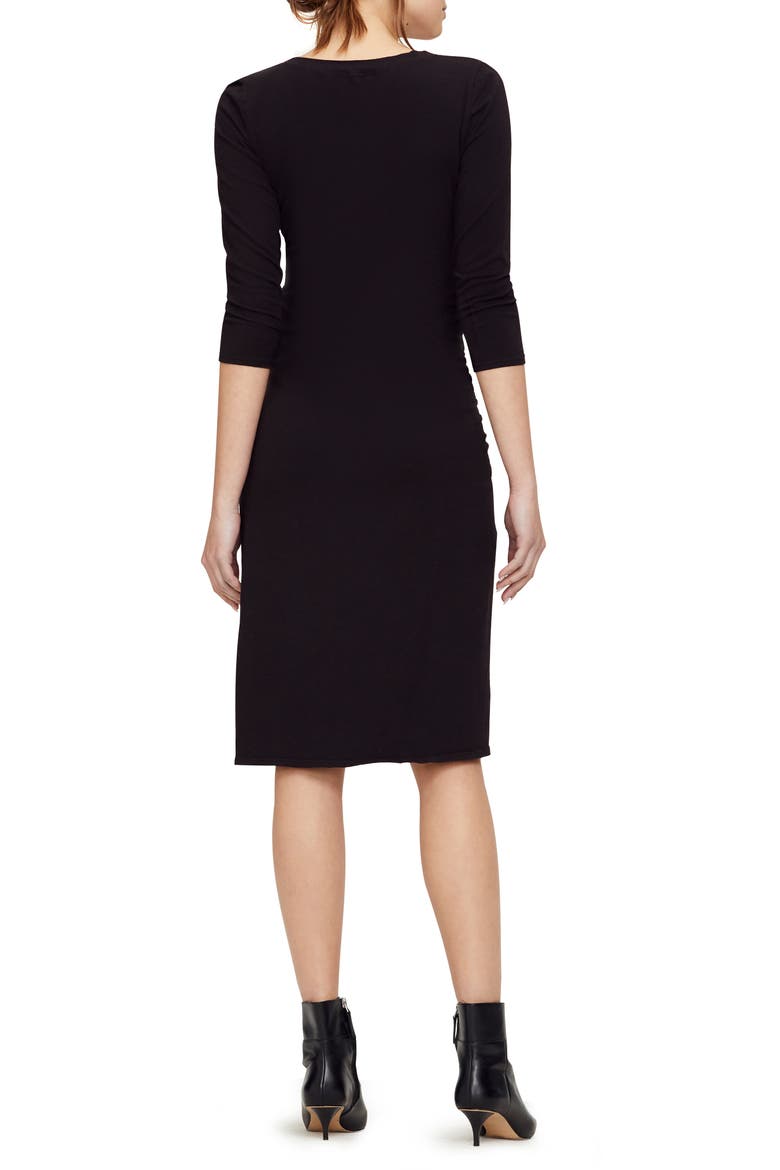 Tina Ruched Stretch Cotton Body-Con Dress, Alternate, color, BLACK