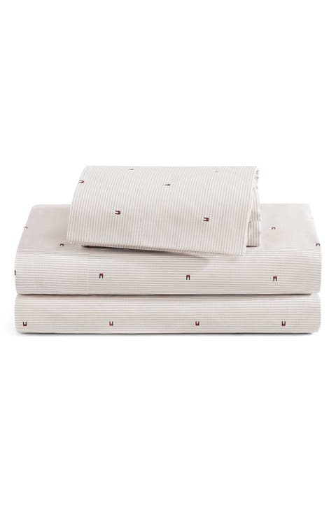 Ithaca Flag Stripe Cotton Percale Sheet Set