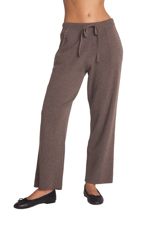 Bella Dahl Whipstitch Straight Leg Sweater Pants In Brown