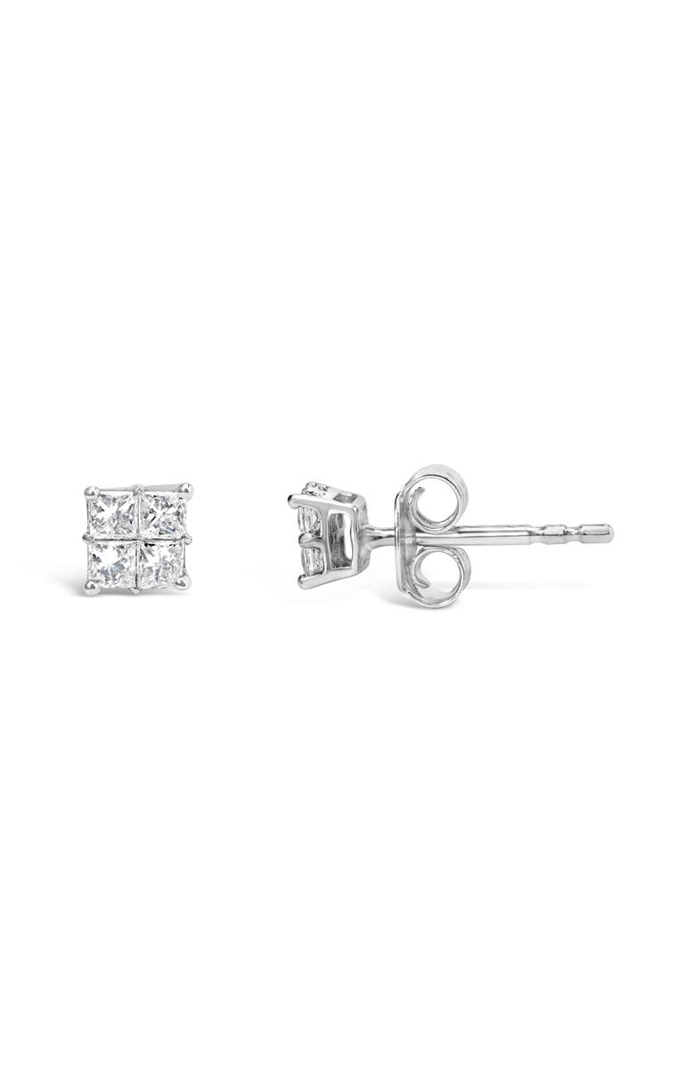 Haus of Brilliance 10KT White Gold Diamond Composite Stud Earring, Alternate, color, White