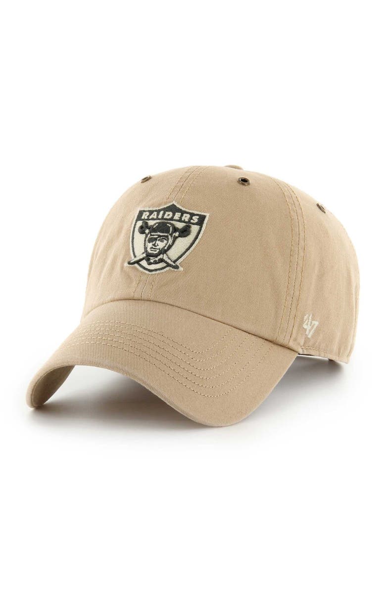 '47 Men's '47 Khaki Las Vegas Raiders Overton Clean Up Adjustable Hat, Main, color, 