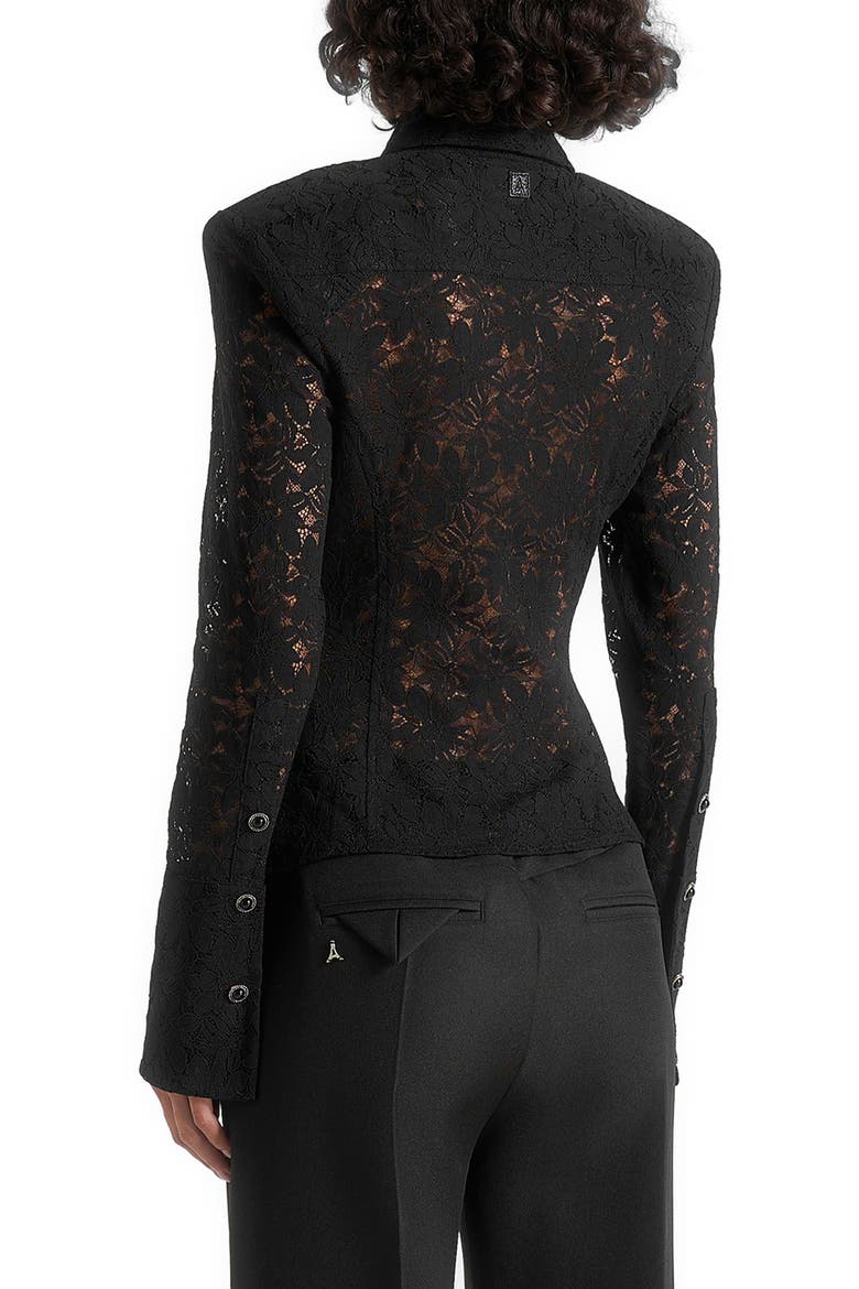 Sila Wide Shoulder Lace Angled Shirt, Alternate, color, Black