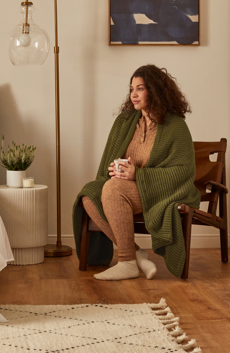 Casper Organic Cotton Waffle Knit Throw Blanket, Alternate, color,