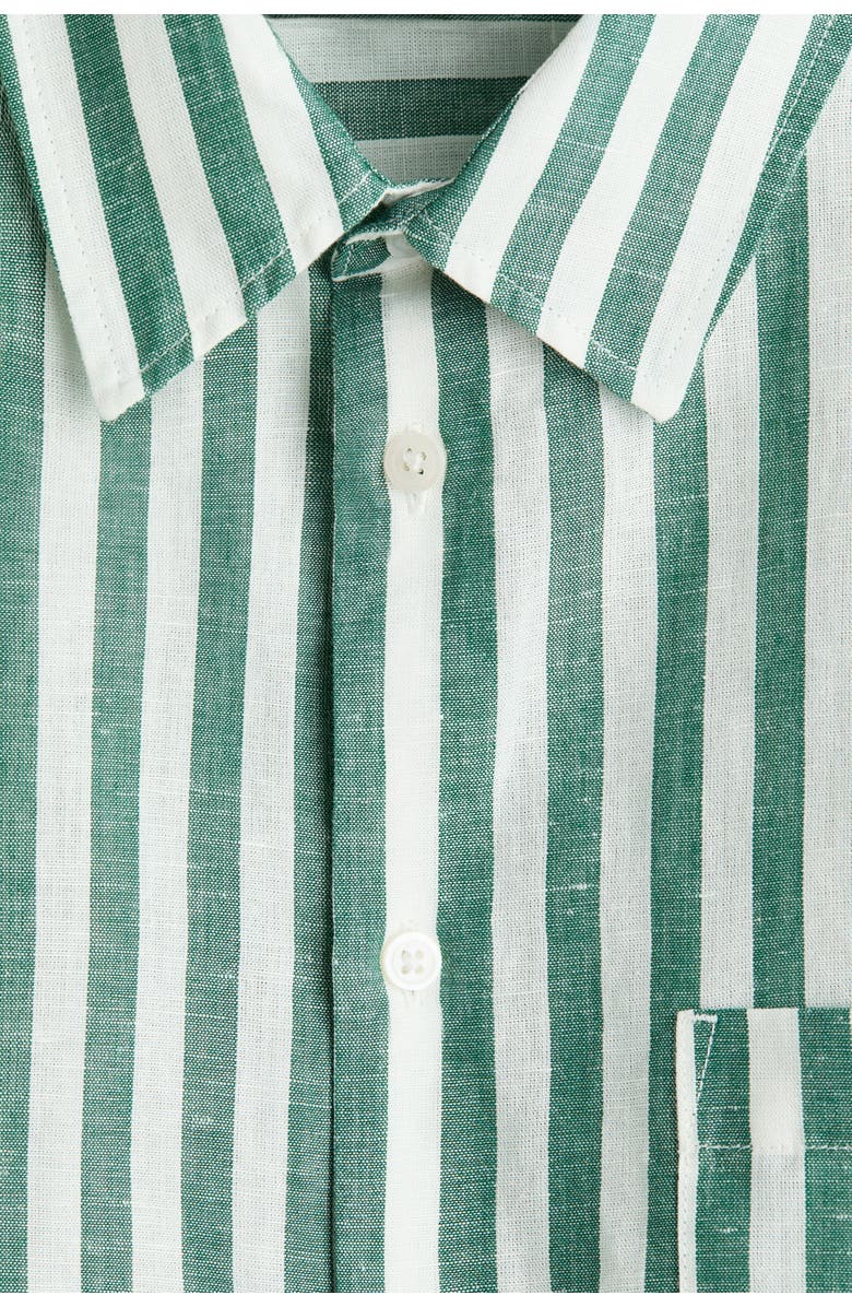 H&M Relaxed Fit Linen-blend Shirt, Alternate, color, Green/Striped