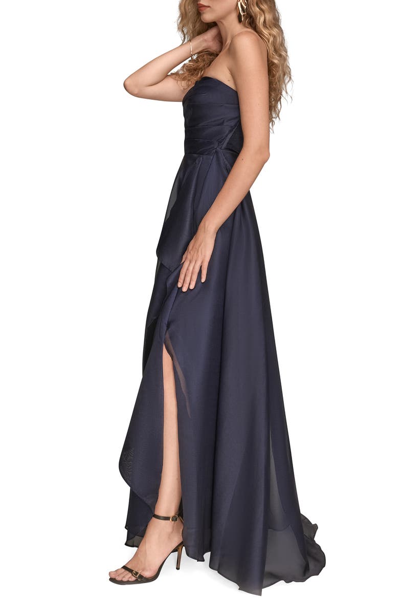 Strapless Ruched Bodice Gown, Alternate, color, INK