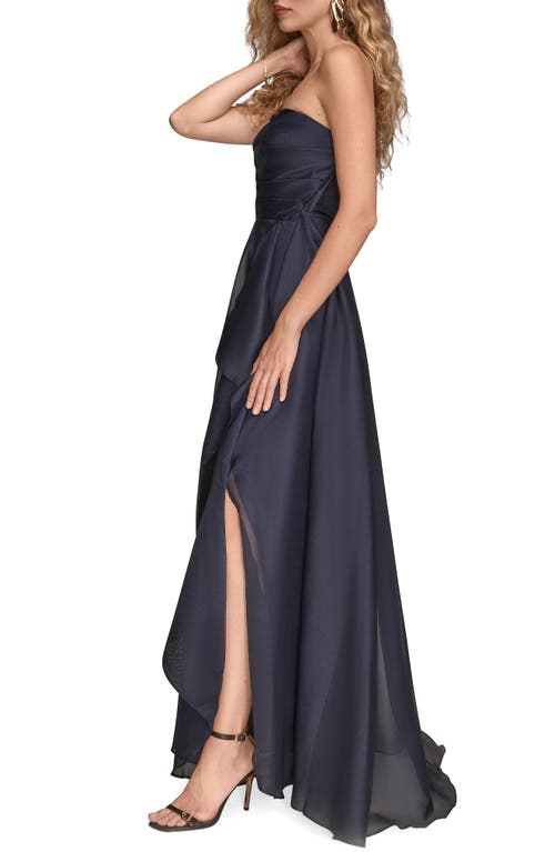 Donna Karan New York Strapless Ruched Bodice Gown In Black