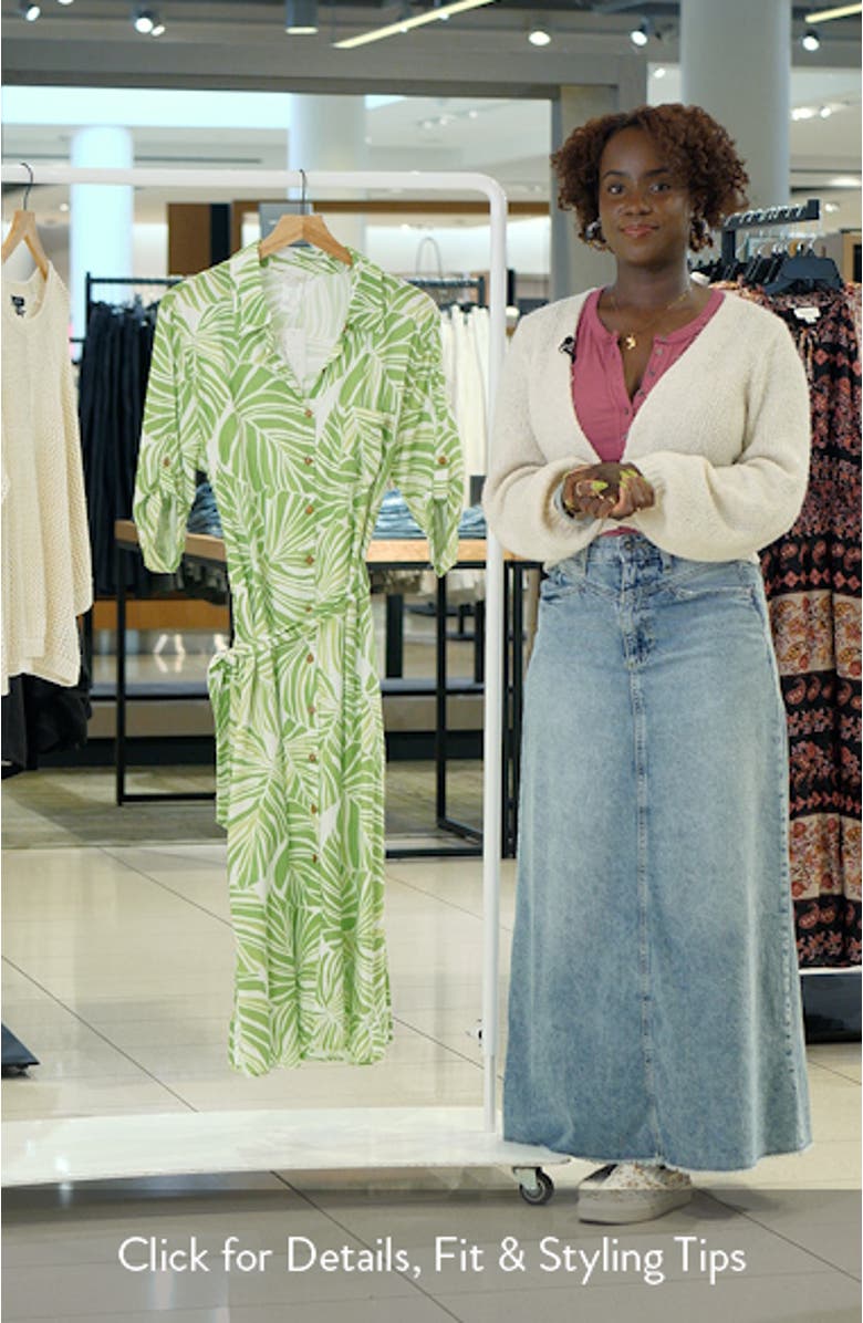 Serene Palm Roll Tab Cuff Long Sleeve Cover-Up Shirtdress, sales video thumbnail