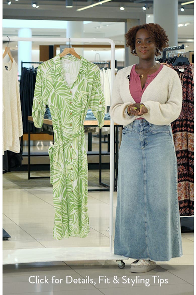 Serene Palm Roll Tab Cuff Long Sleeve Cover-Up Shirtdress video