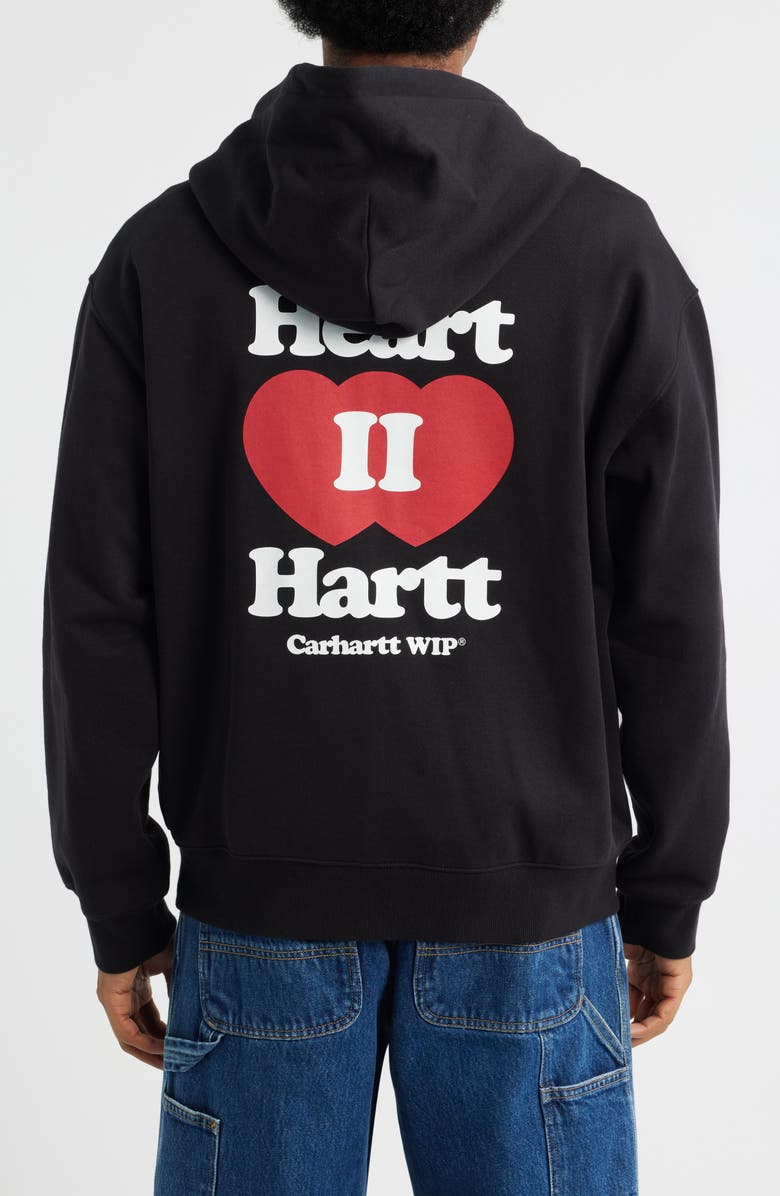 Carhartt Work In Progress Heart II Hartt Zip-Up Graphic Hoodie, Alternate, color, Black