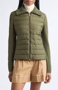 Moncler Mixed Media Quilted Zip Puffer Cardigan