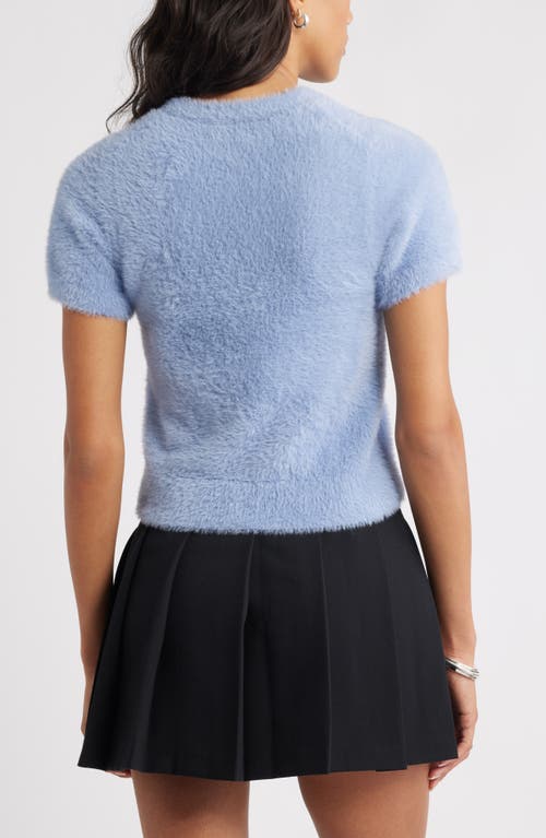 Open Edit Fuzzy Short Sleeve Sweater
