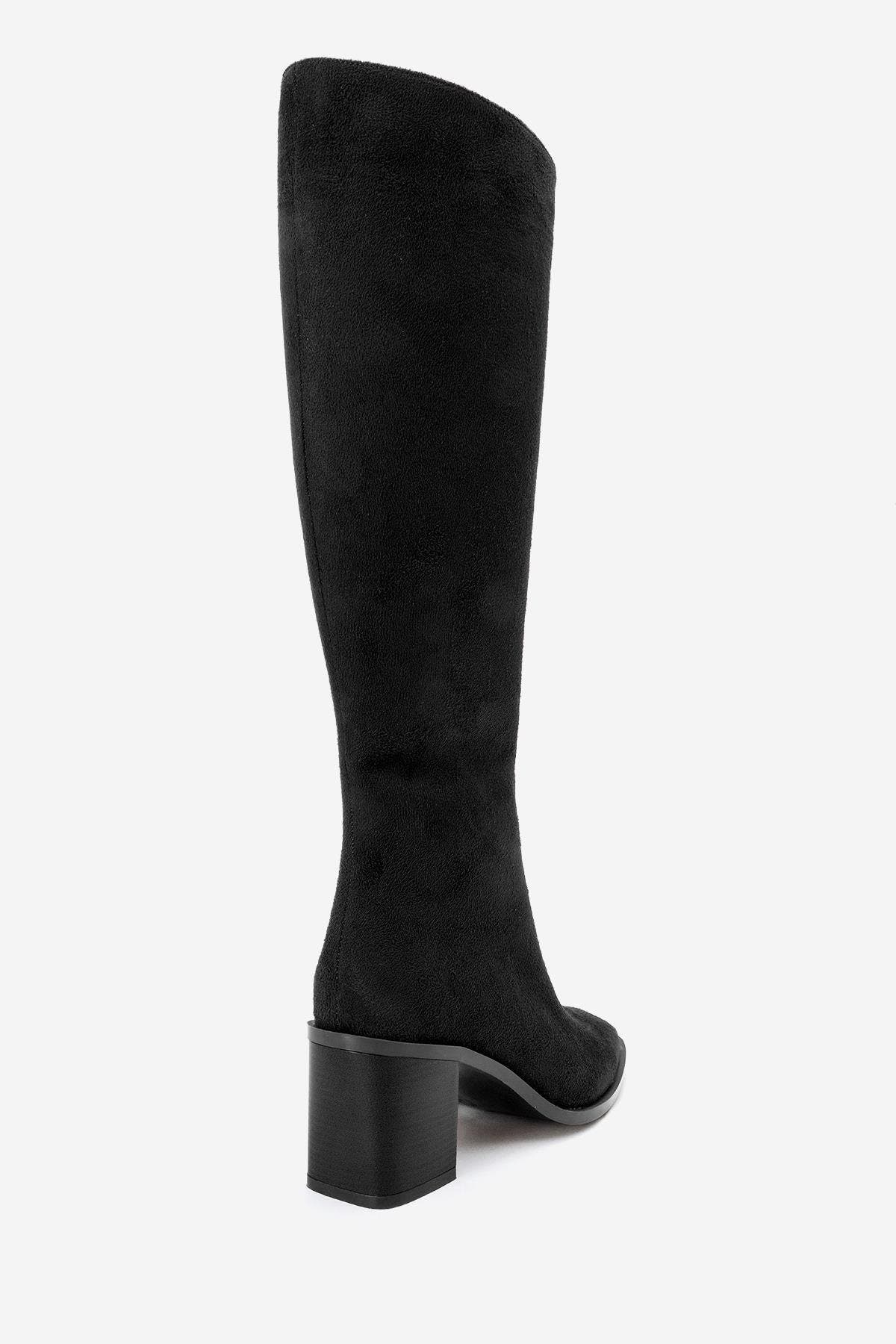 Prologue Shoes Venia Block Heel Boot, Alternate, color, Black Suede Faux Leather