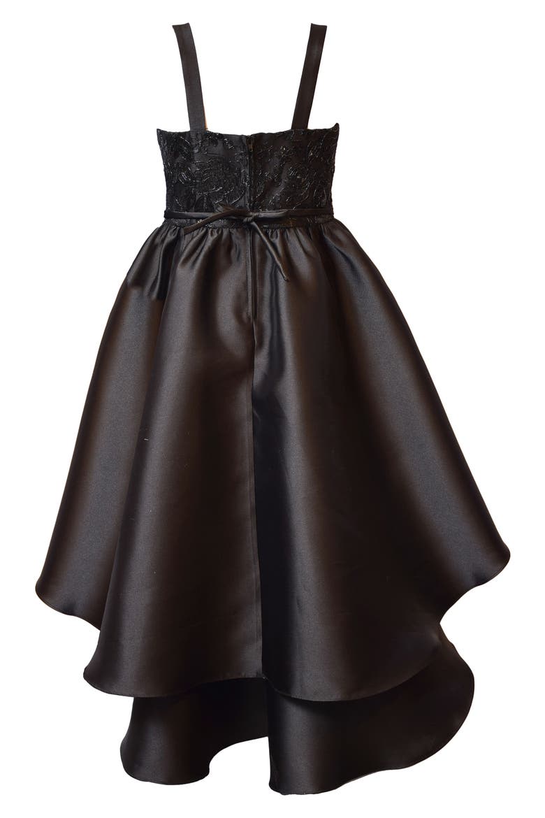 Kids' Seamed Bodice Tiered High-Low Party Dress, Alternate, color, BLACK