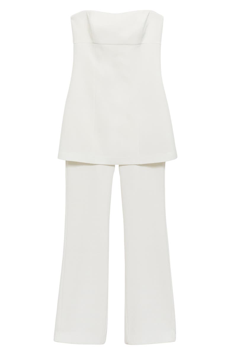 MANGO Strapless Overlay Flare Jumpsuit, Alternate, color,