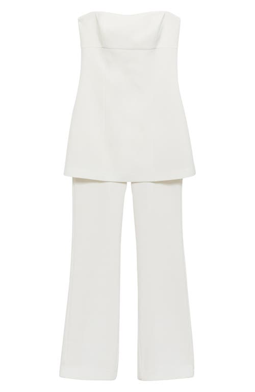 MANGO MANGO STRAPLESS OVERLAY FLARE JUMPSUIT 