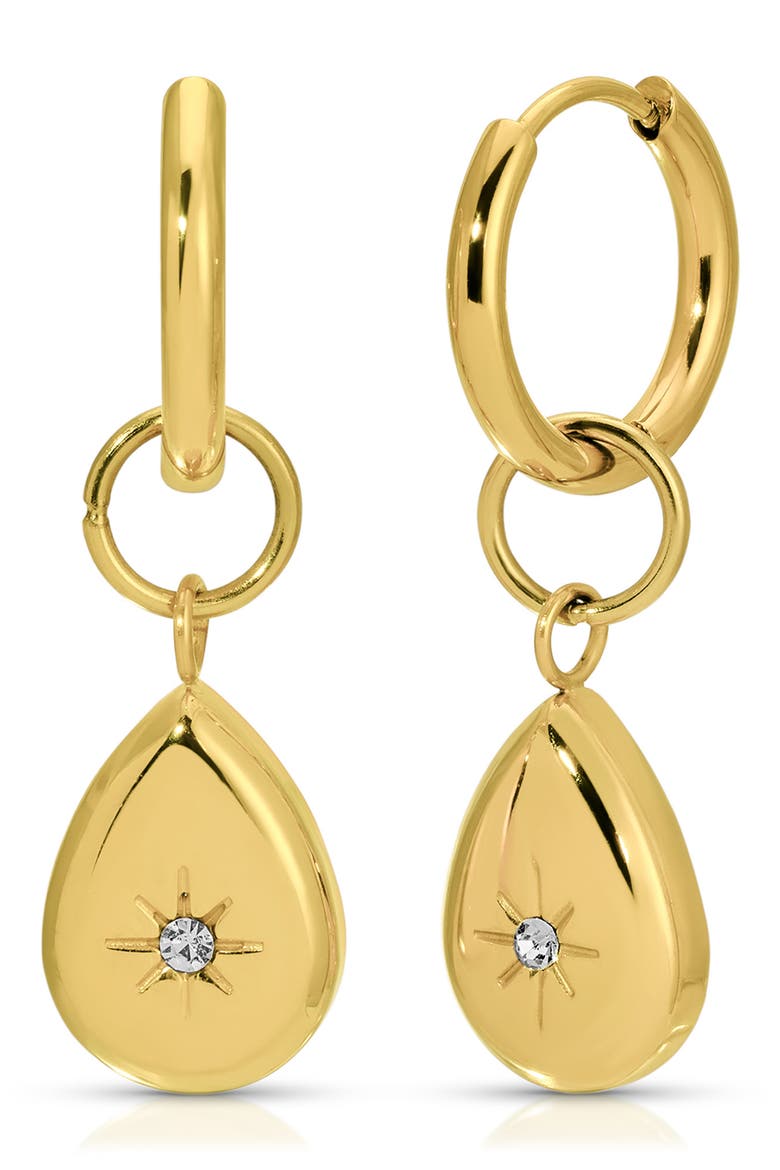 Illion Drop Hoop Earrings, Main, color, GOLD
