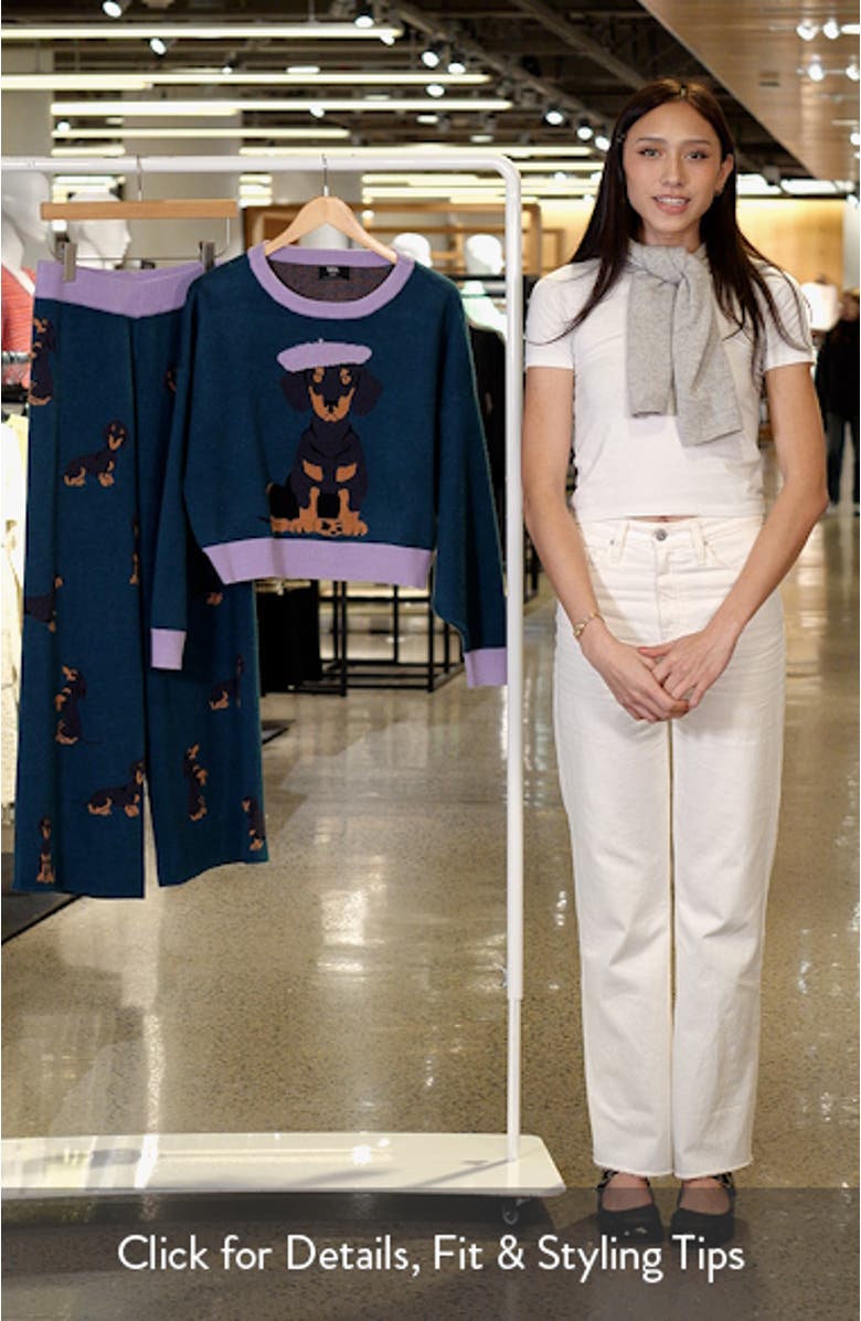 Weenie Dog Jacquard Sweater & Wide Leg Pants Set, sales video thumbnail