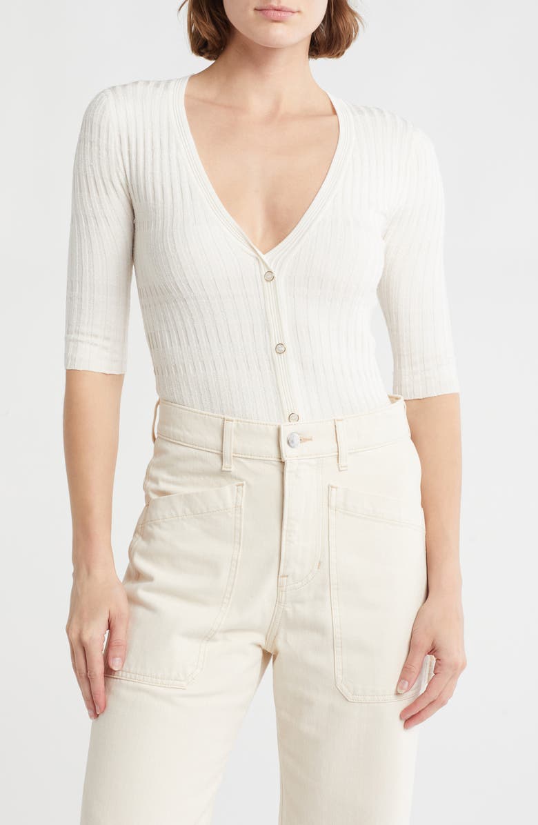 Veronica Beard Calliope Elbow Sleeve Cardigan, Main, color, Off White