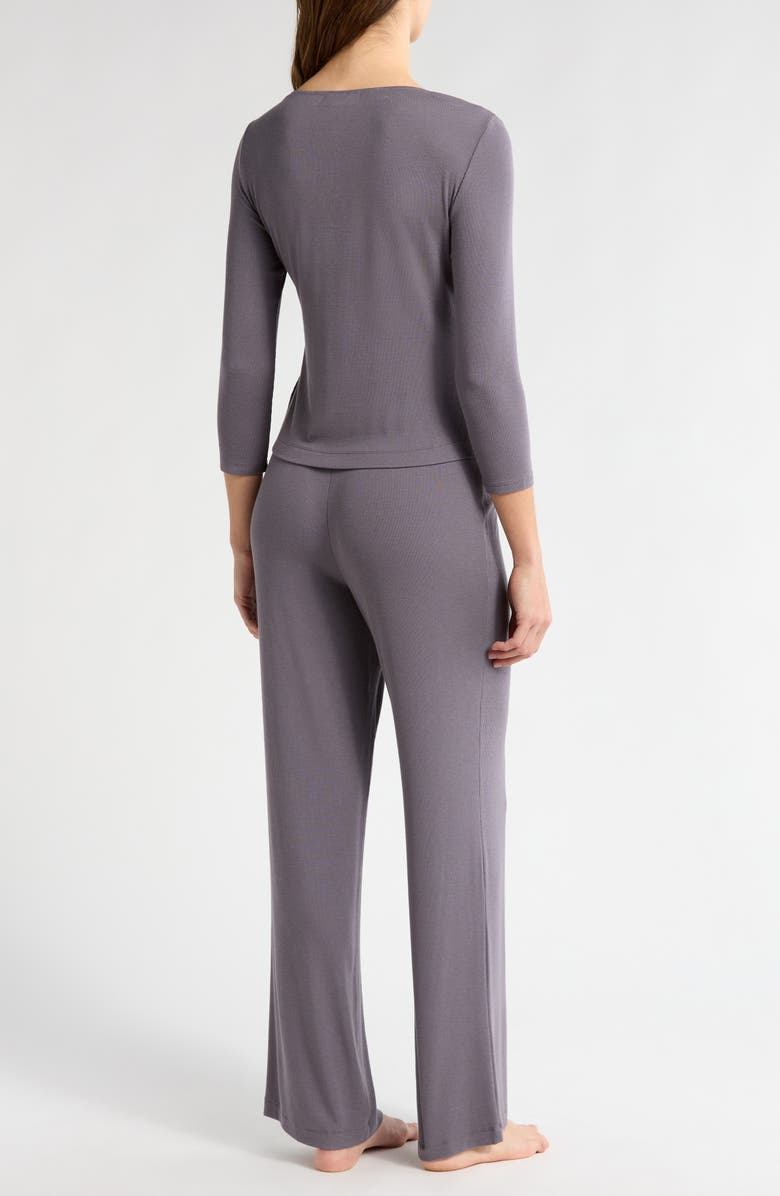 Natori Rib Essentials Pajamas, Alternate, color, Purple Slate