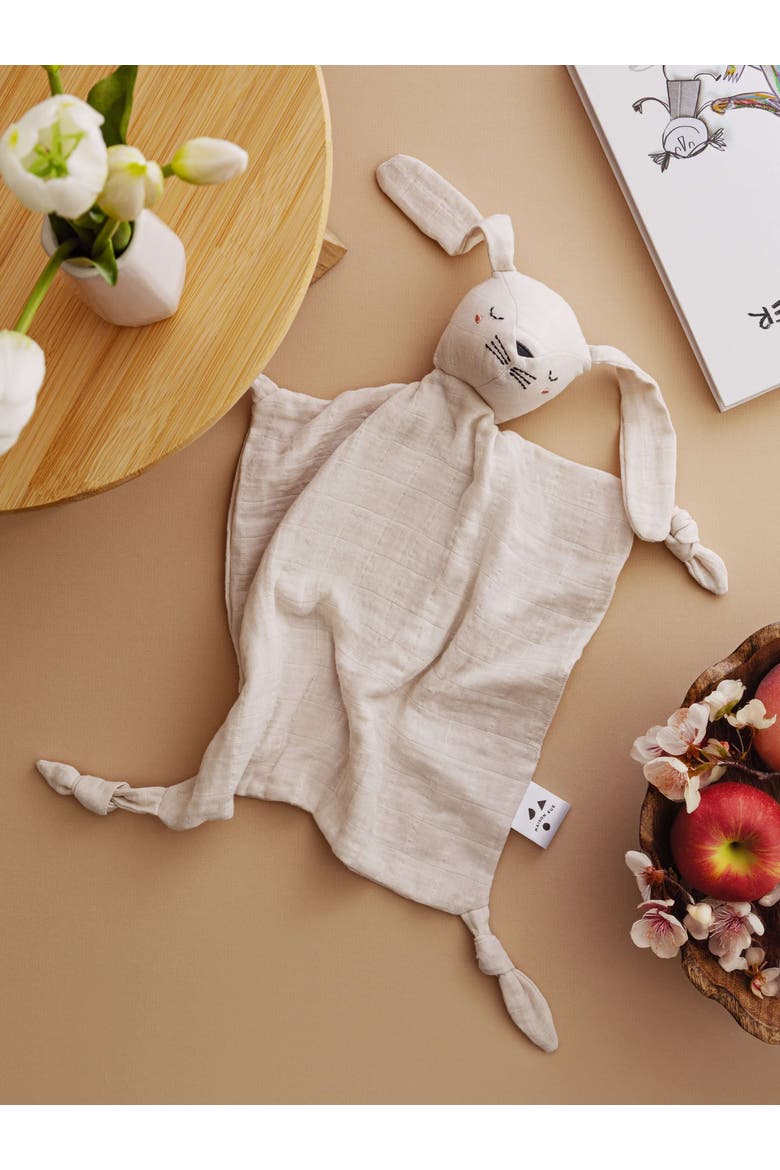 Pocket Pals Organic Cotton Lovey Toy with Contrast Fern Pocket, Alternate, color, Ecru