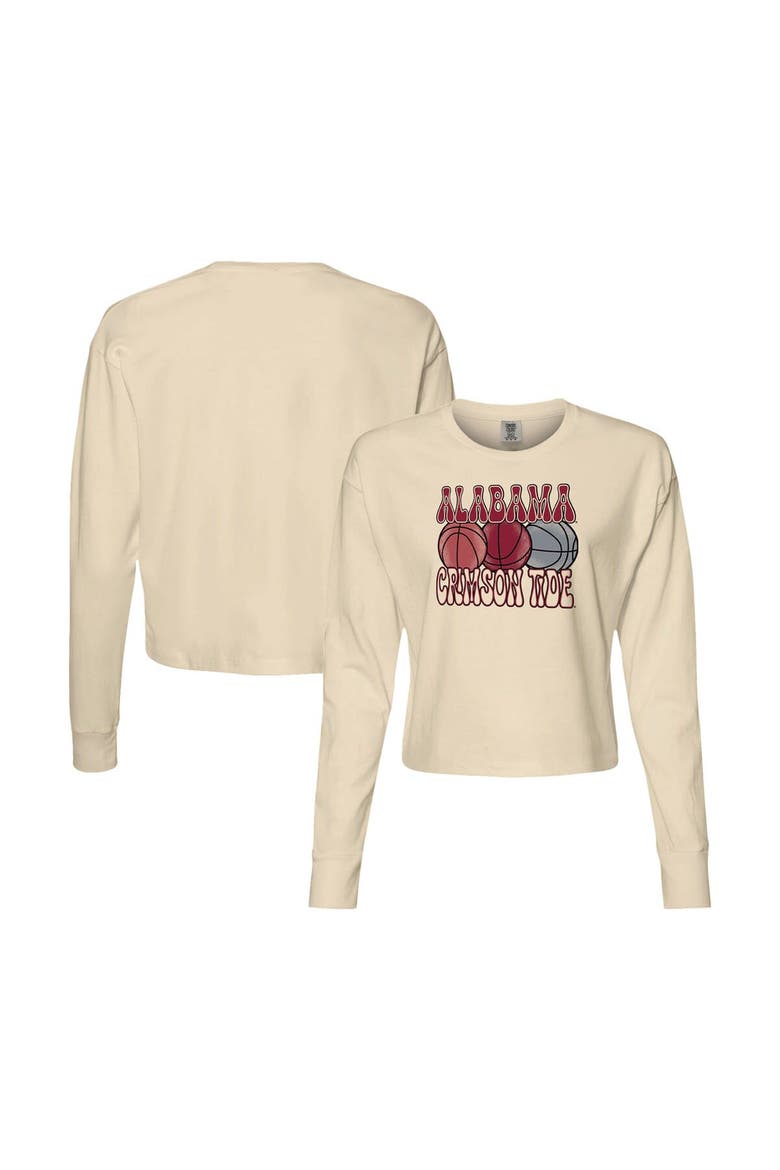 Women's Natural Alabama Crimson Tide Comfort Colors Basketball Cropped Long Sleeve T-Shirt, Main, color, Natural