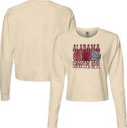 IMAGE ONE Women's Natural Alabama Crimson Tide Comfort Colors Basketball Cropped Long Sleeve T-Shirt