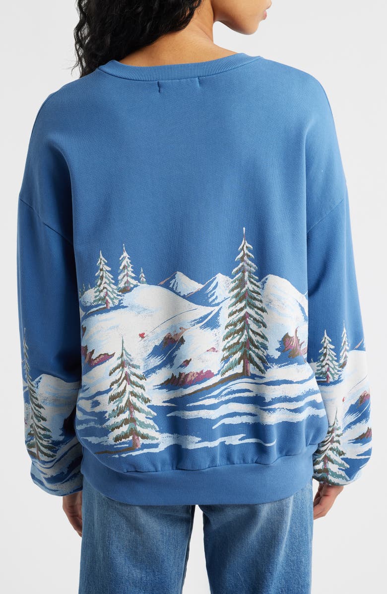 Daydreamer Alpine Scene Oversize Cotton Graphic Sweatshirt, Alternate, color, Denim