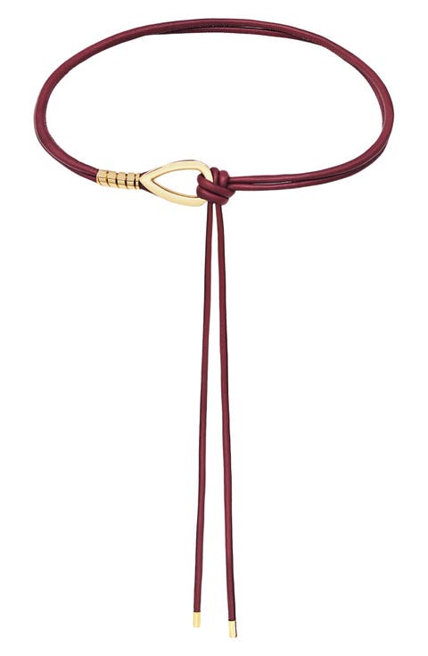 Chrome Buckle Faux Leather Tie Belt