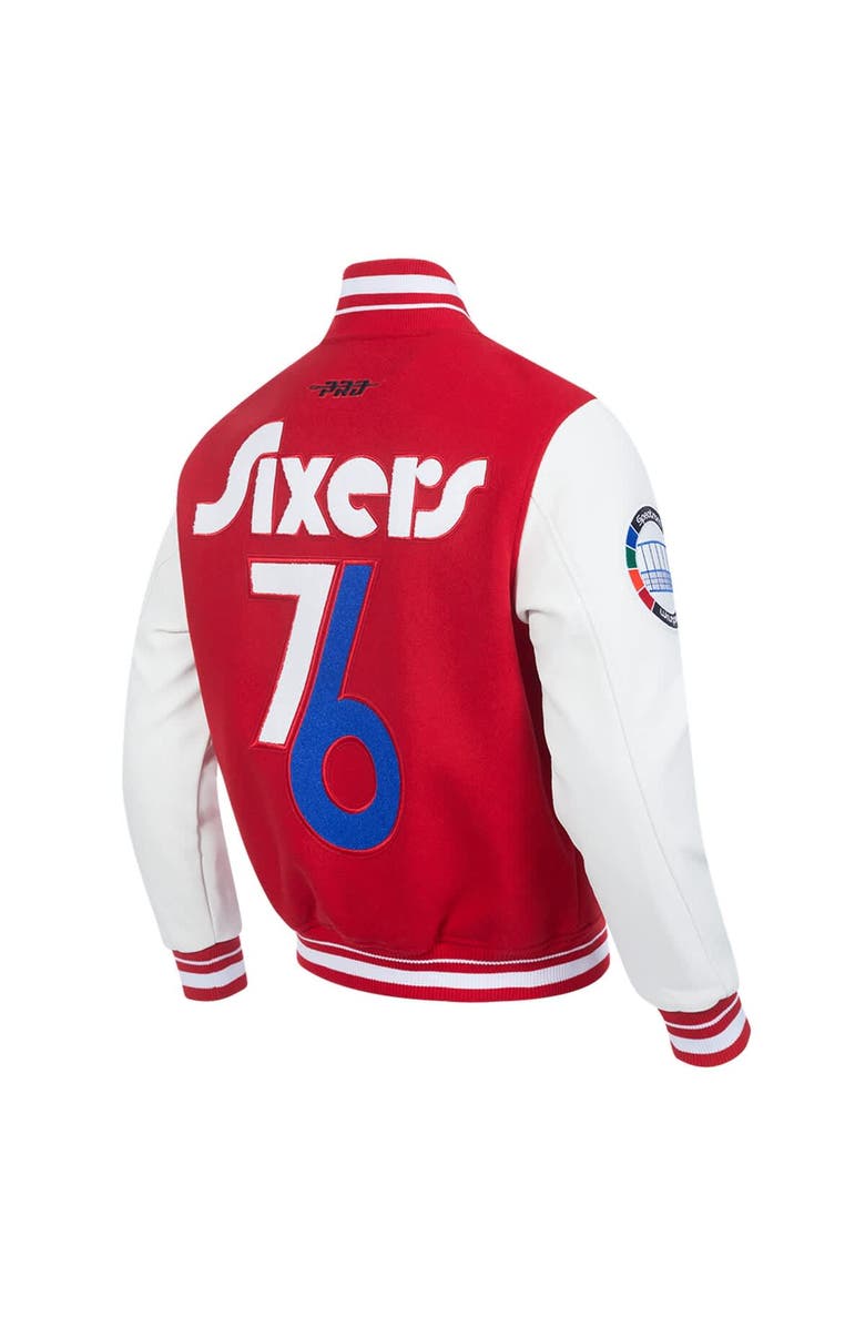 PRO STANDARD Men's Pro Standard Red Philadelphia 76ers 2024/25 City Edition Wool Varsity Full-Zip Jacket, Alternate, color,