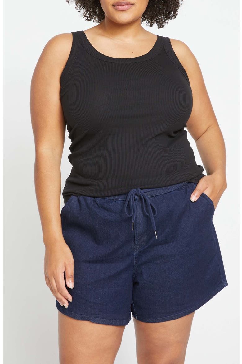 Marche Tie Waist Denim Shorts, Alternate, color, DARK INDIGO