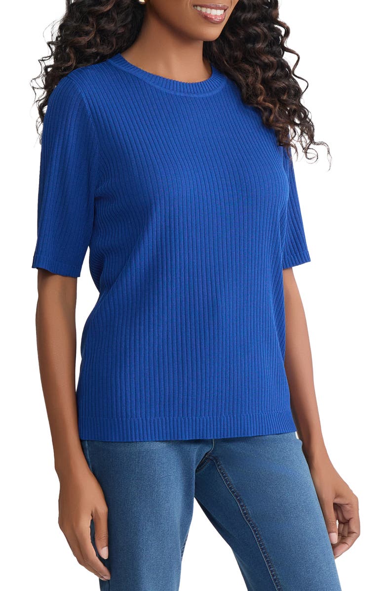 Jones New York Sutton Crewneck Short Sleeve Sweater, Alternate, color, 