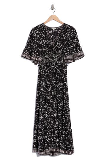 Max Studio Tiered Smocked Maxi Dress In Black