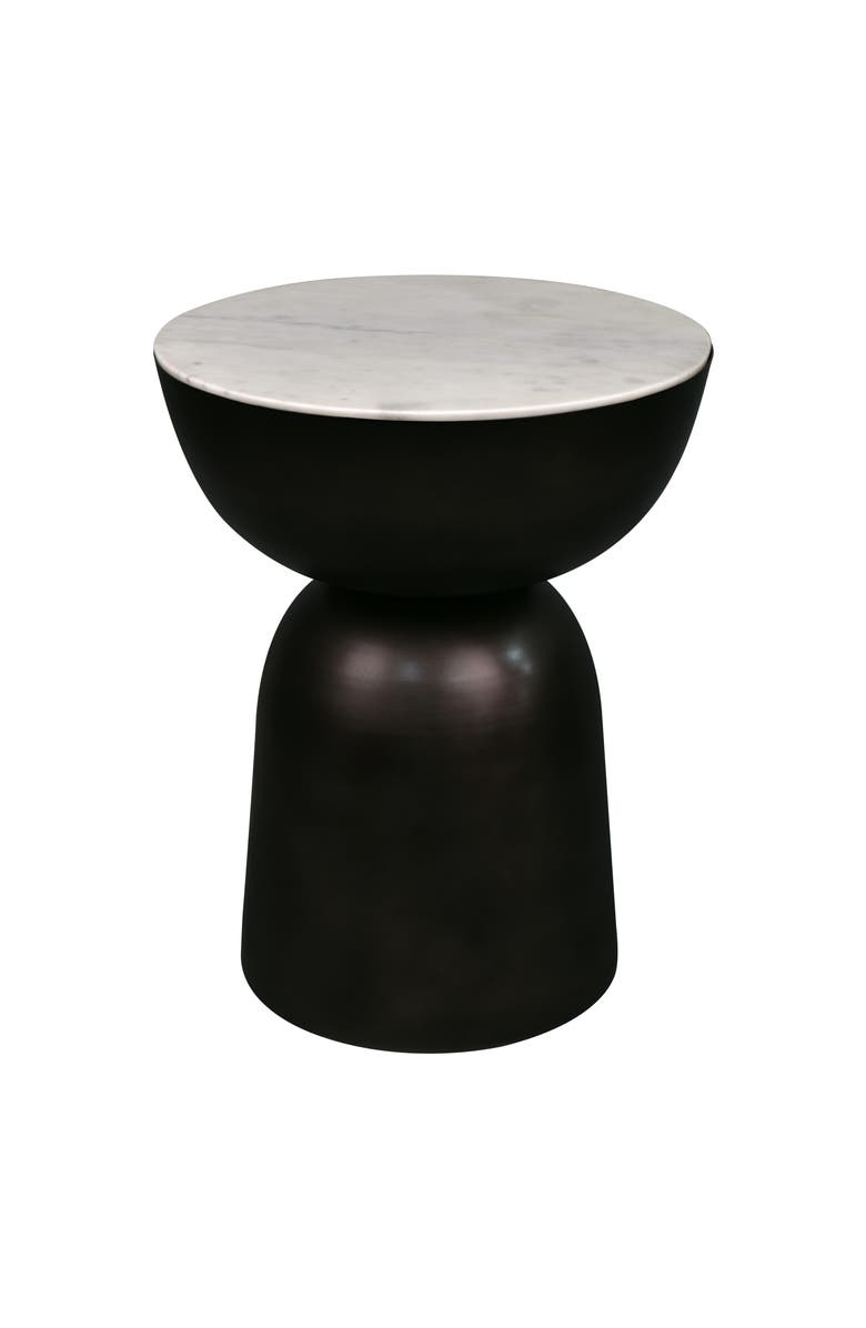 JONATHAN Y Atarah 20" Contemporary Natural Marble/Metal Handmade Hourglass End Table, Main, color, Black/White