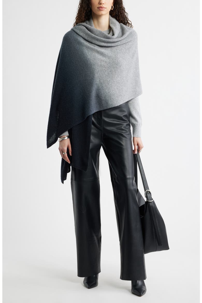 Ombré Cashmere Wrap, Alternate, color, BLACK- GREY