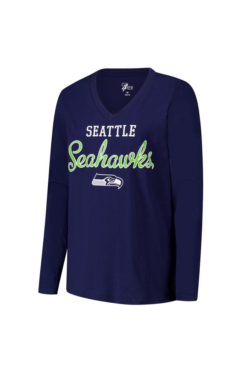 G-III 4HER BY CARL BANKS Women's G-III 4Her by Carl Banks College Navy Seattle Seahawks Post Season Long Sleeve V-Neck T-Shirt, Alternate, color, College Navy