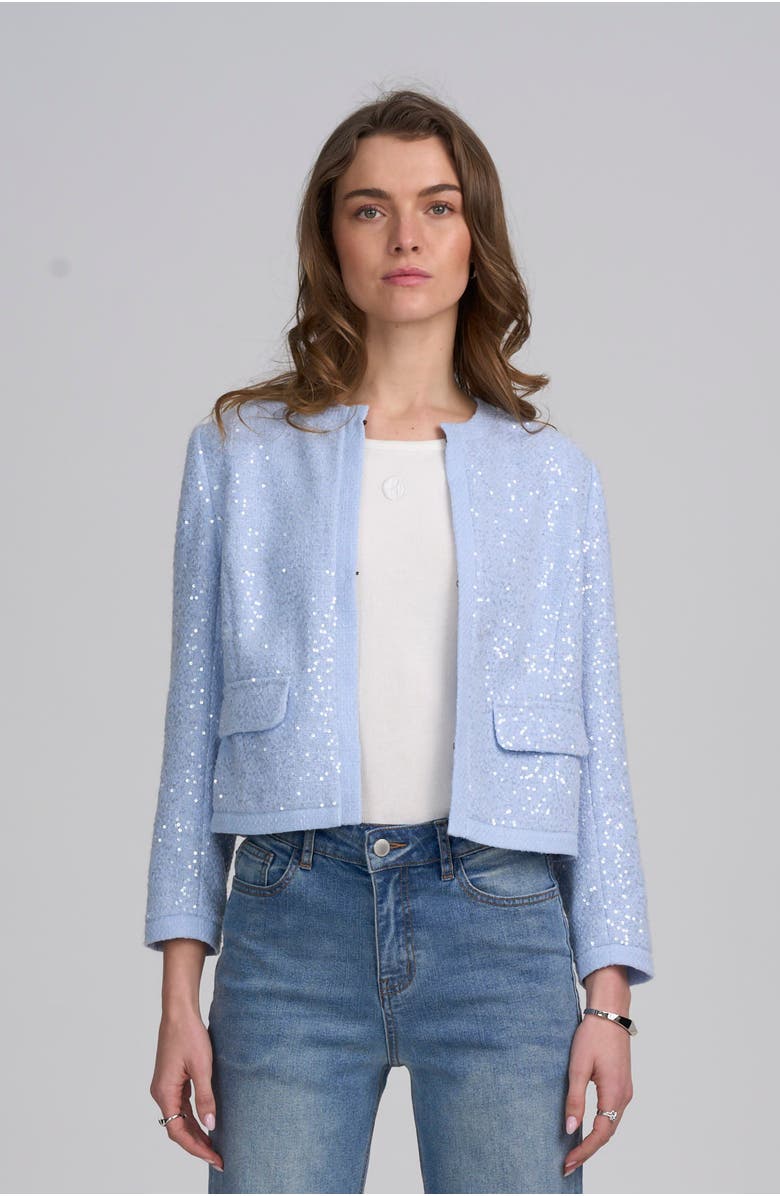 ELLE Collection Sequin Jacket, Main, color, Icy Blue