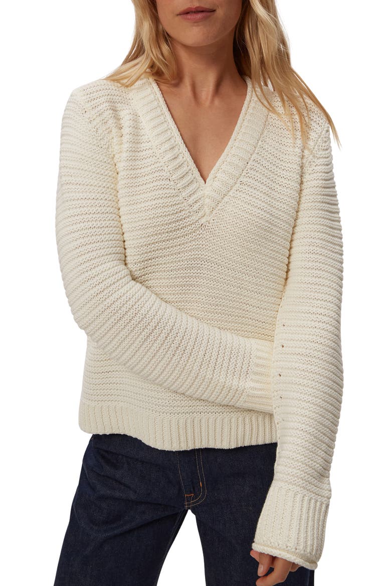 Linda Tape Yarn V-Neck Sweater, Main, color, IVORY