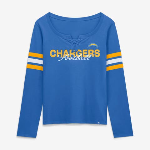 Women's Fanatics Blue Los Angeles Chargers Team First Coverage Scheme Lace-Up Long Sleeve T-Shirt