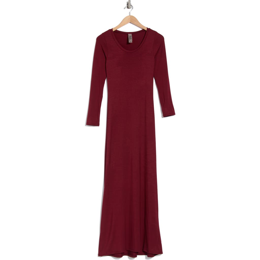 Go Couture Long Sleeve Maxi Dress In Cabernet