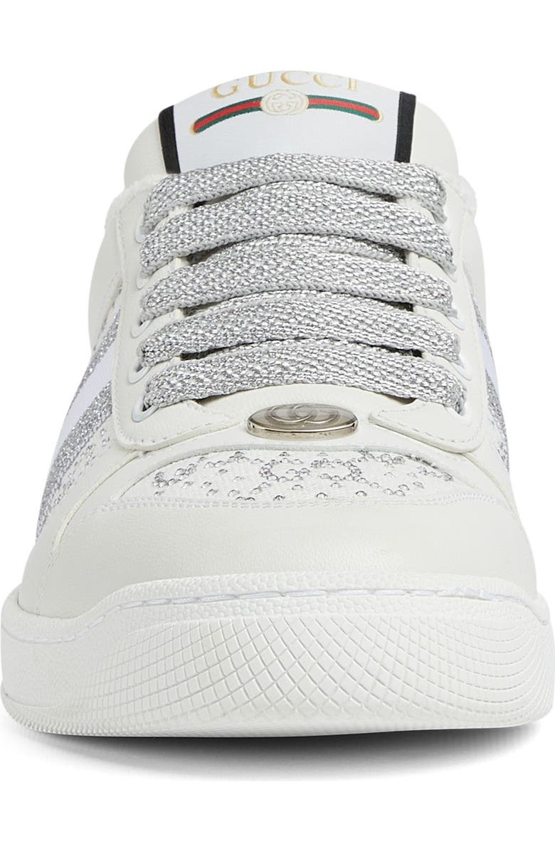 Gucci Screener GG Logo & Metallic Detail Sneaker, Alternate, color, White/ Silver