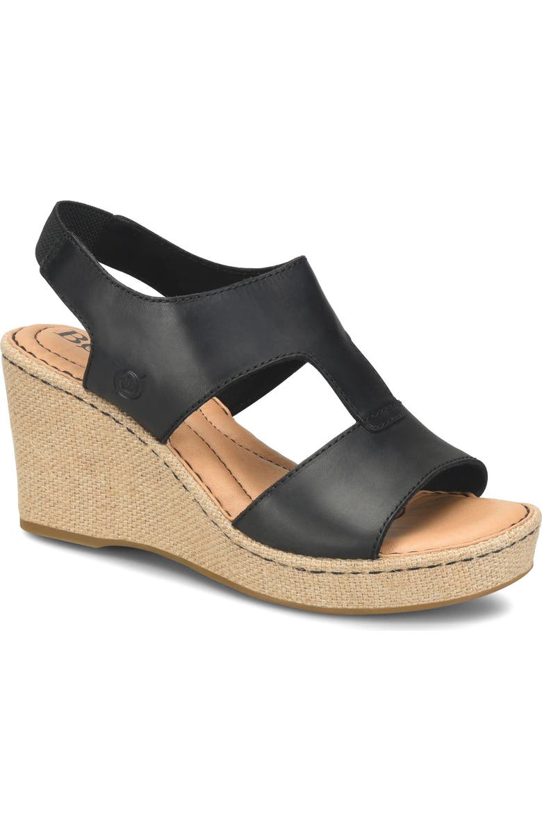 Børn Siene Espadrille Wedge Sandal, Main, color, Black Leather