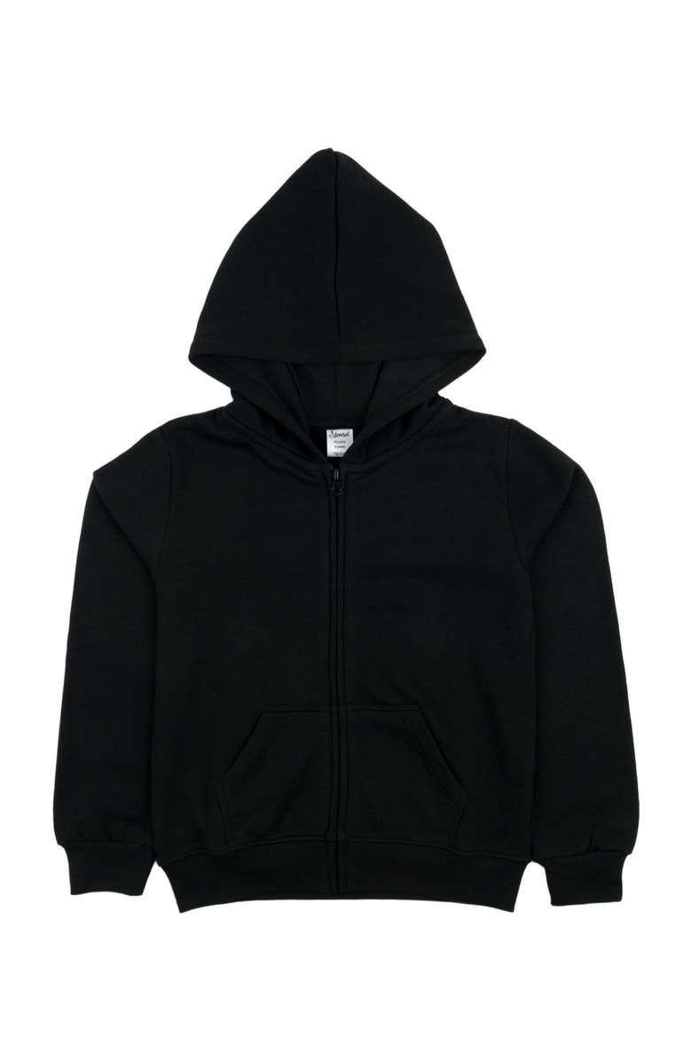 Leveret Kids Zip-Up Sweatshirt Hoodie, Cotton Blend, Solid Colors, Alternate, color, Black