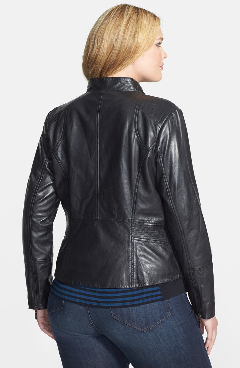 Bernardo Front Zip Leather Scuba Jacket, Alternate, color,