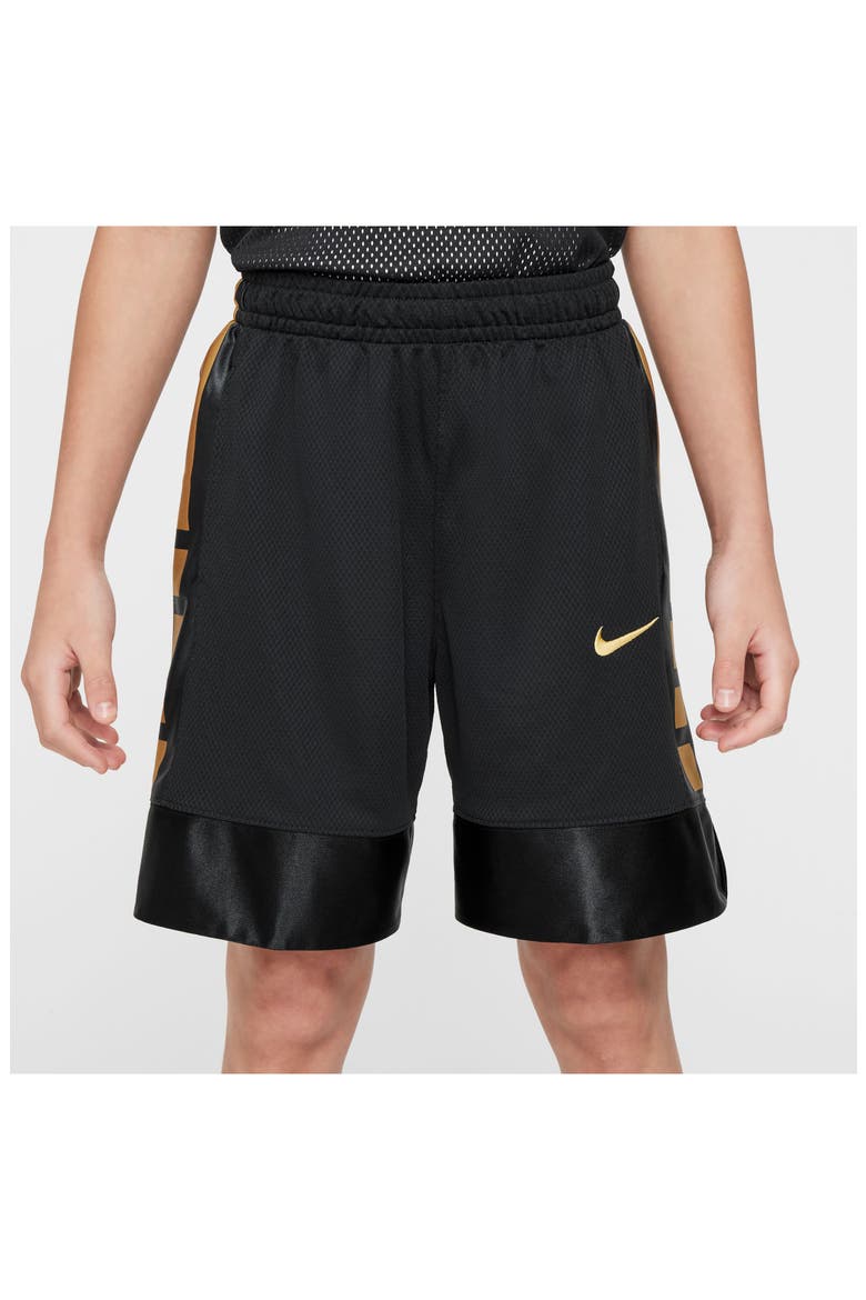 Kids' Dri-FIT Elite Basketball Shorts, Alternate, color, BLACK/ INFINITE GOLD